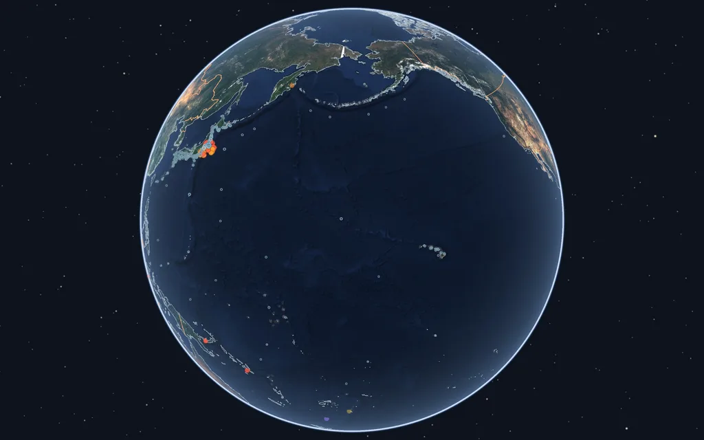 Das Tōhoku-Beben vom 11. März 2011 vor Japan und die Orte rund um den Pazifik, an denen sein Tsunami schon angekommen ist
